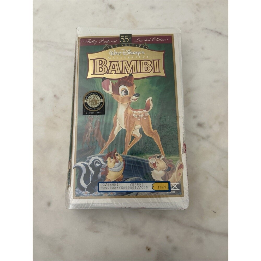 RARE NWT BAMBI 55th Anniversary Walt Disney's Masterpiece VHS, Limited Edition